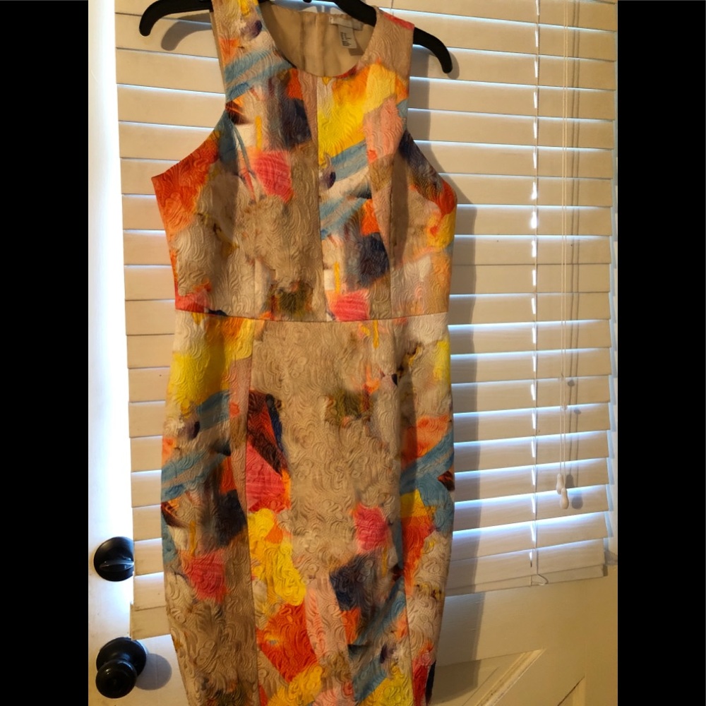 H &M Floral Brocade Sleeveless Dress sz 12